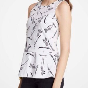 Ann Taylor Black and White Pineapple Tank Top